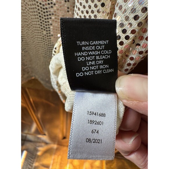 Torrid Champagne Glitter Sequin High Neck  Halter Stretch Tank Top Plus 3 3XL - Picture 7 of 7